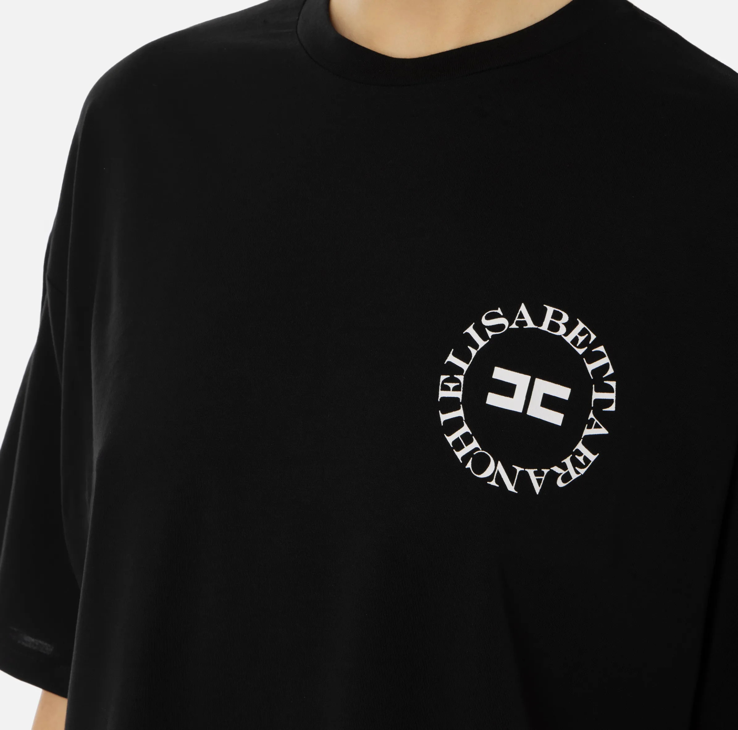 T-shirt cropped in jersey con logo