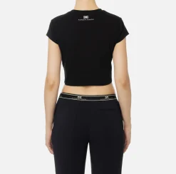 T-shirt cropped in jersey con zip