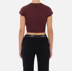 T-shirt cropped in jersey con zip
