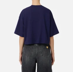 T-shirt cropped in jersey con logo