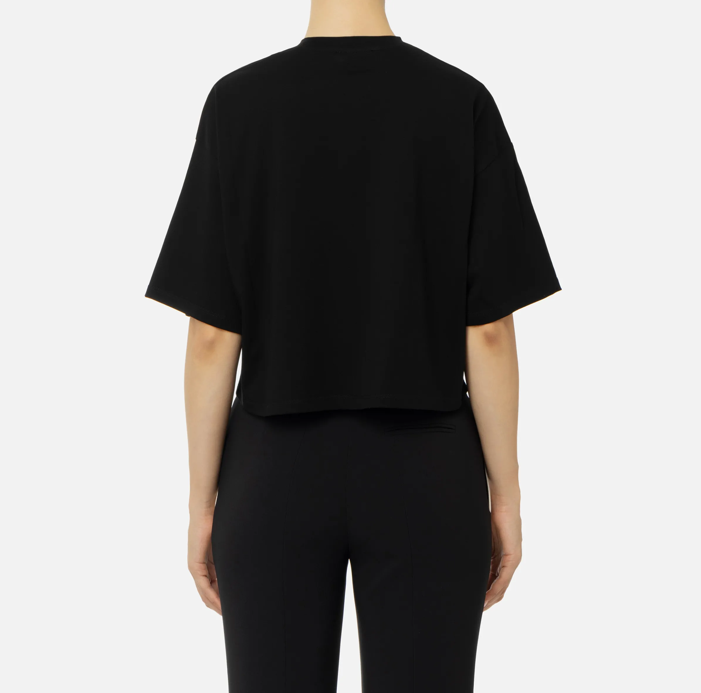 T-shirt cropped in jersey con logo