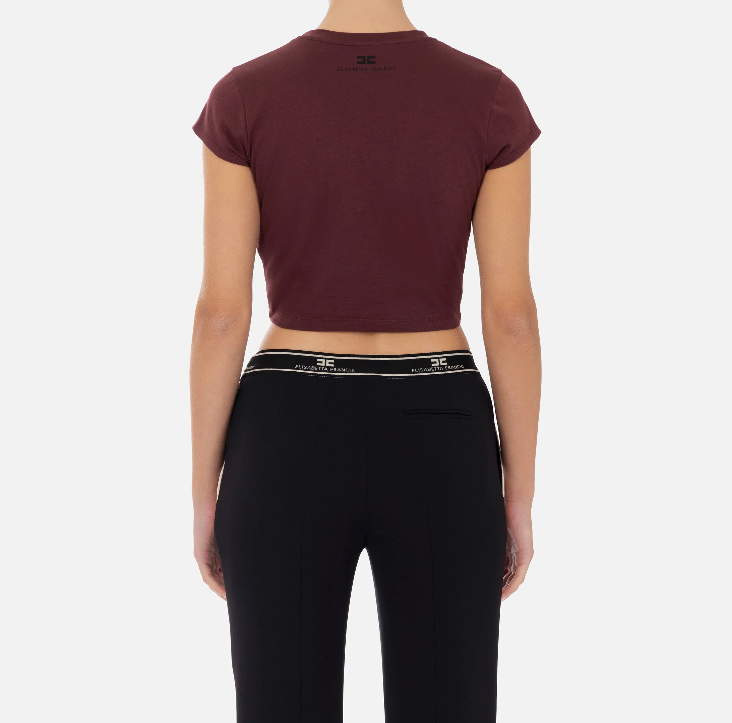 T-shirt cropped in jersey con zip