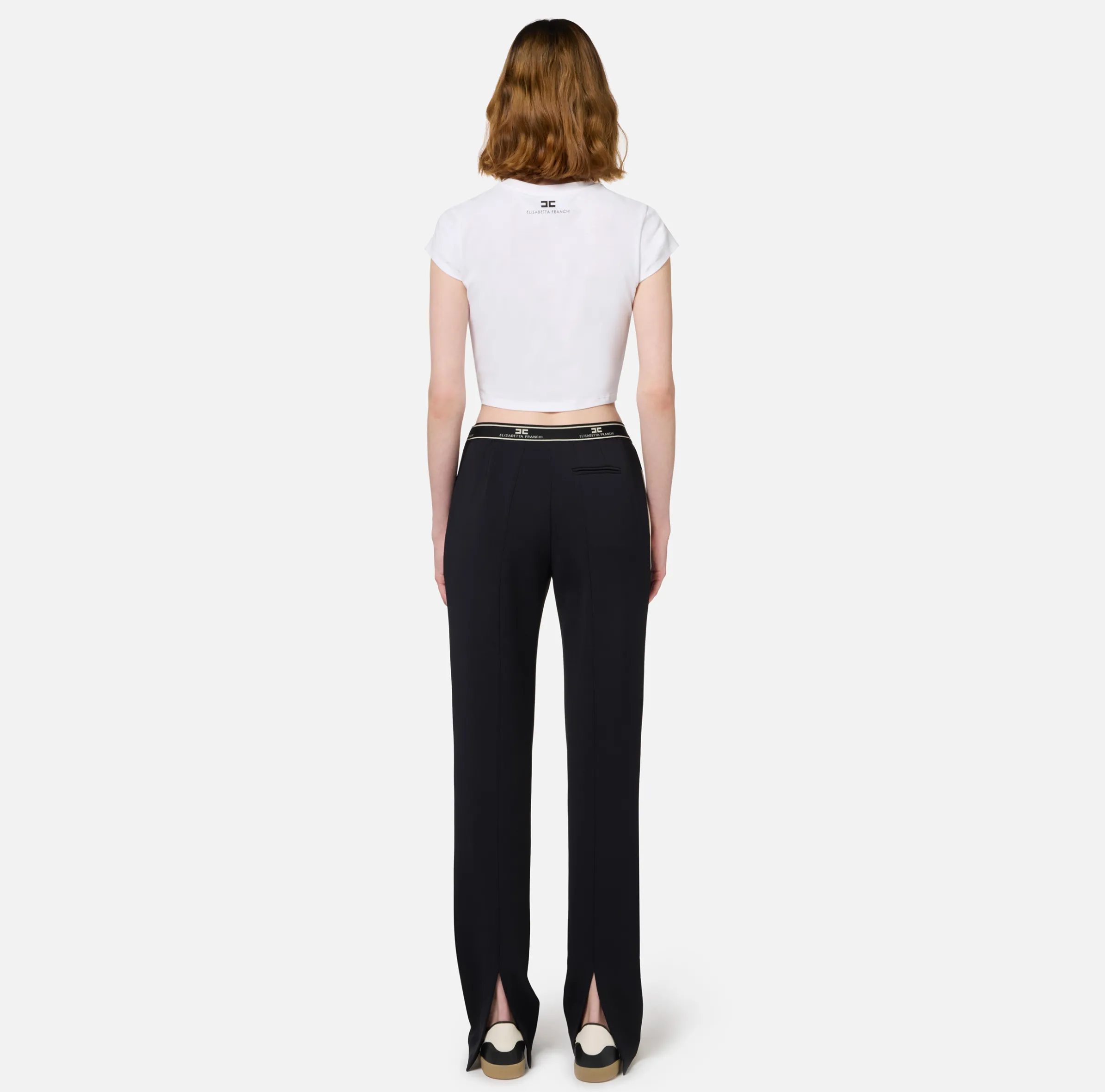 T-shirt cropped in jersey con zip