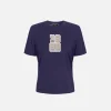 T-shirt in cotone con patch logo stile college