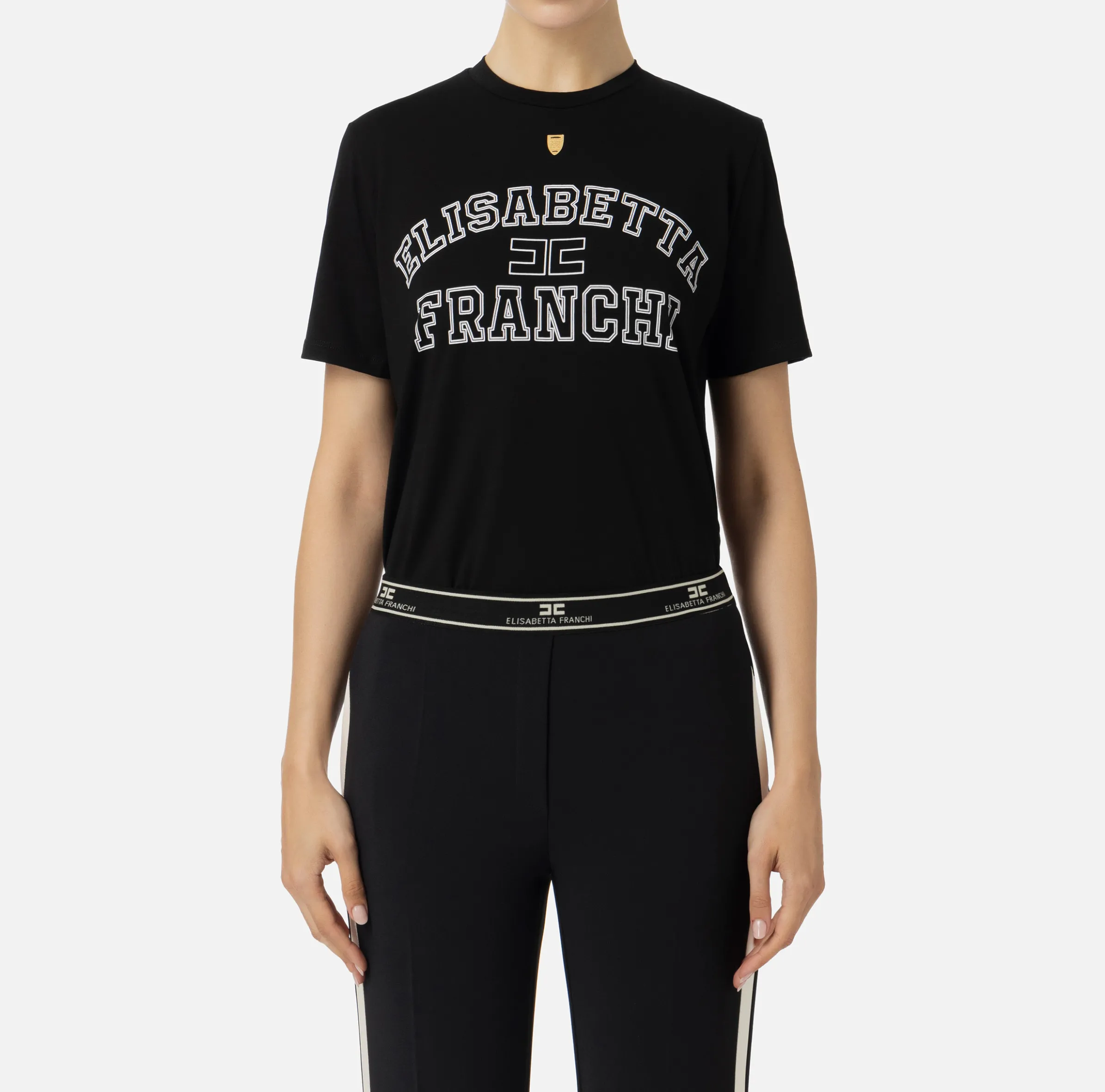 T-shirt in jersey con logo college