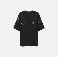 T-shirt in jersey con maxi logo sulle maniche
