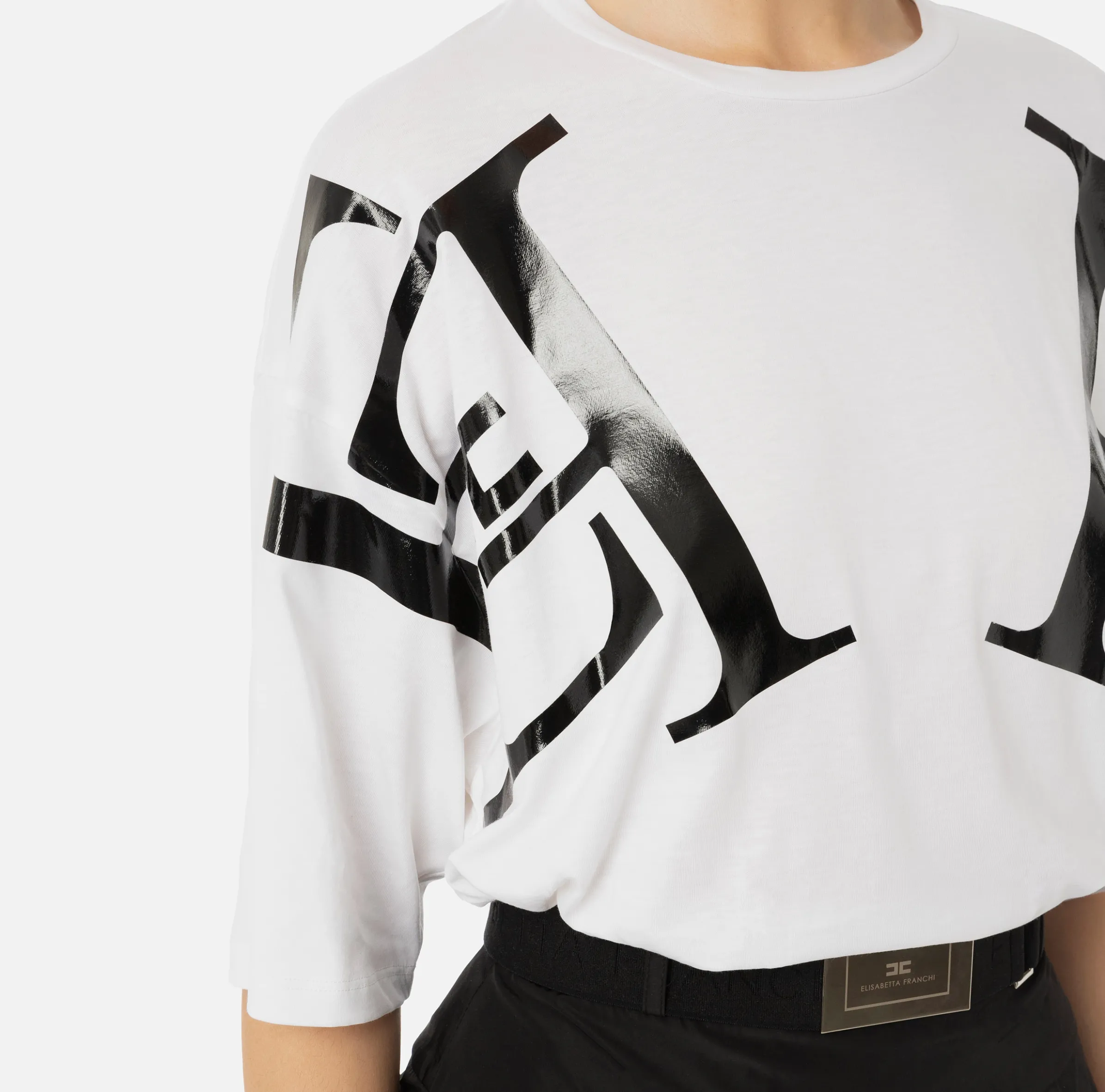 T-shirt in jersey con maxi logo sulle maniche