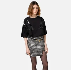 T-shirt in jersey con maxi logo sulle maniche