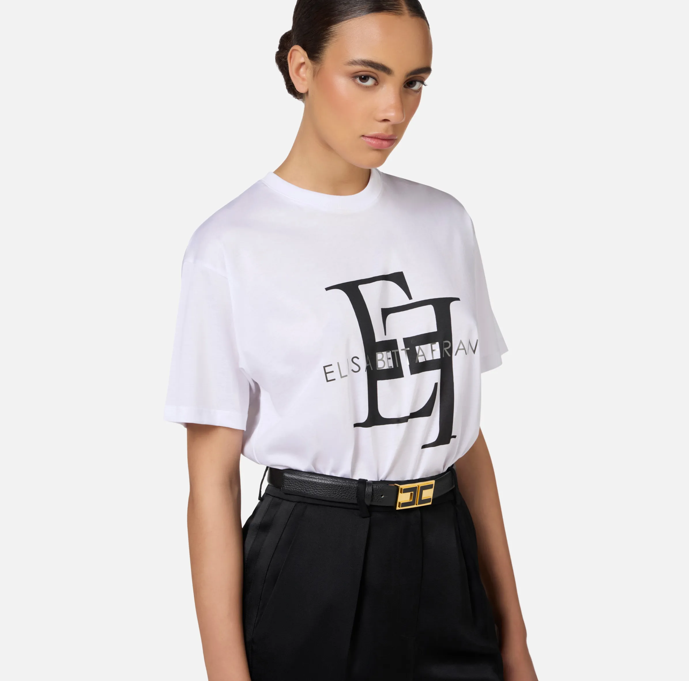 T-shirt in jersey con maxi logo