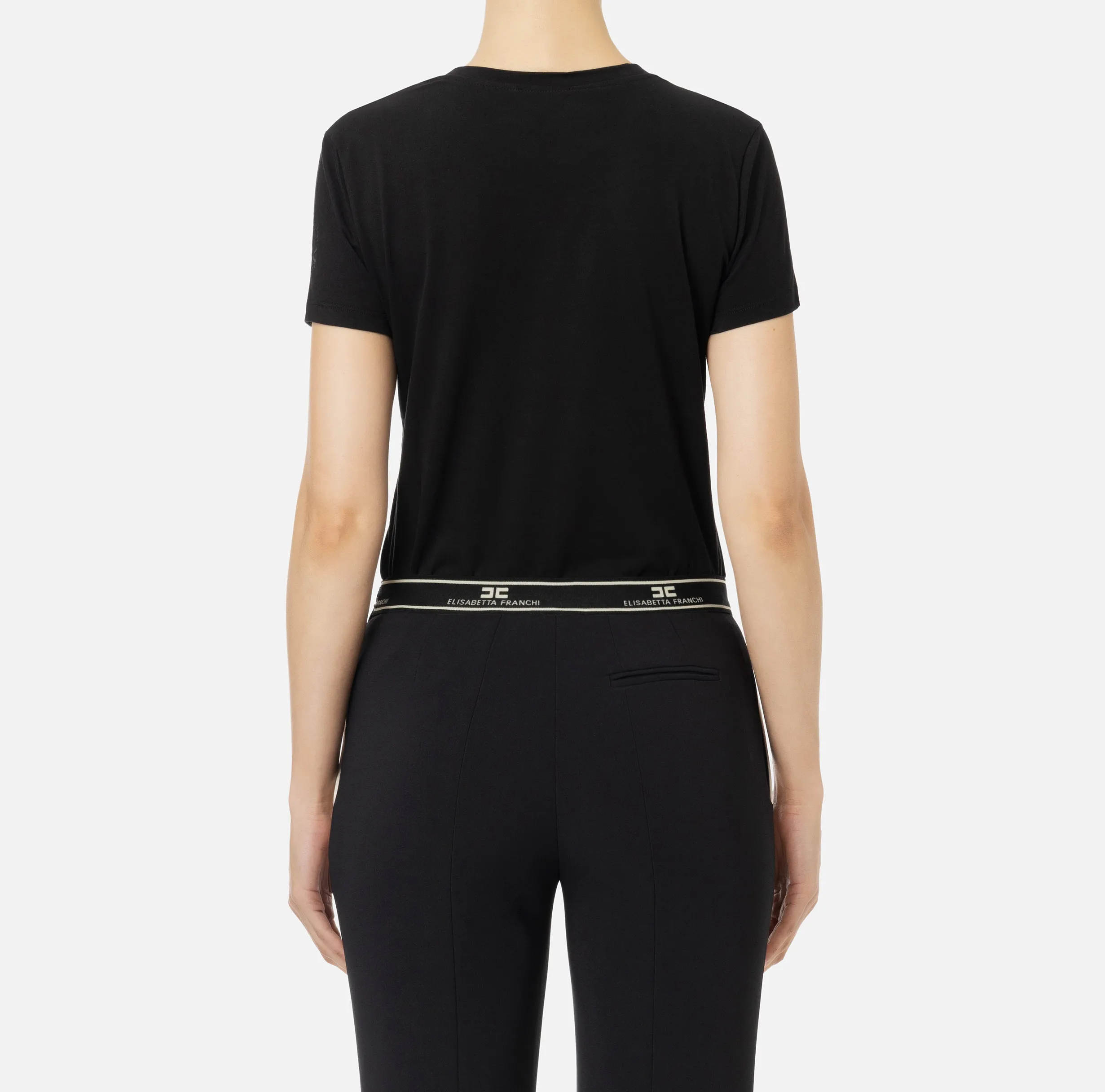 T-shirt in jersey con ricamo logo