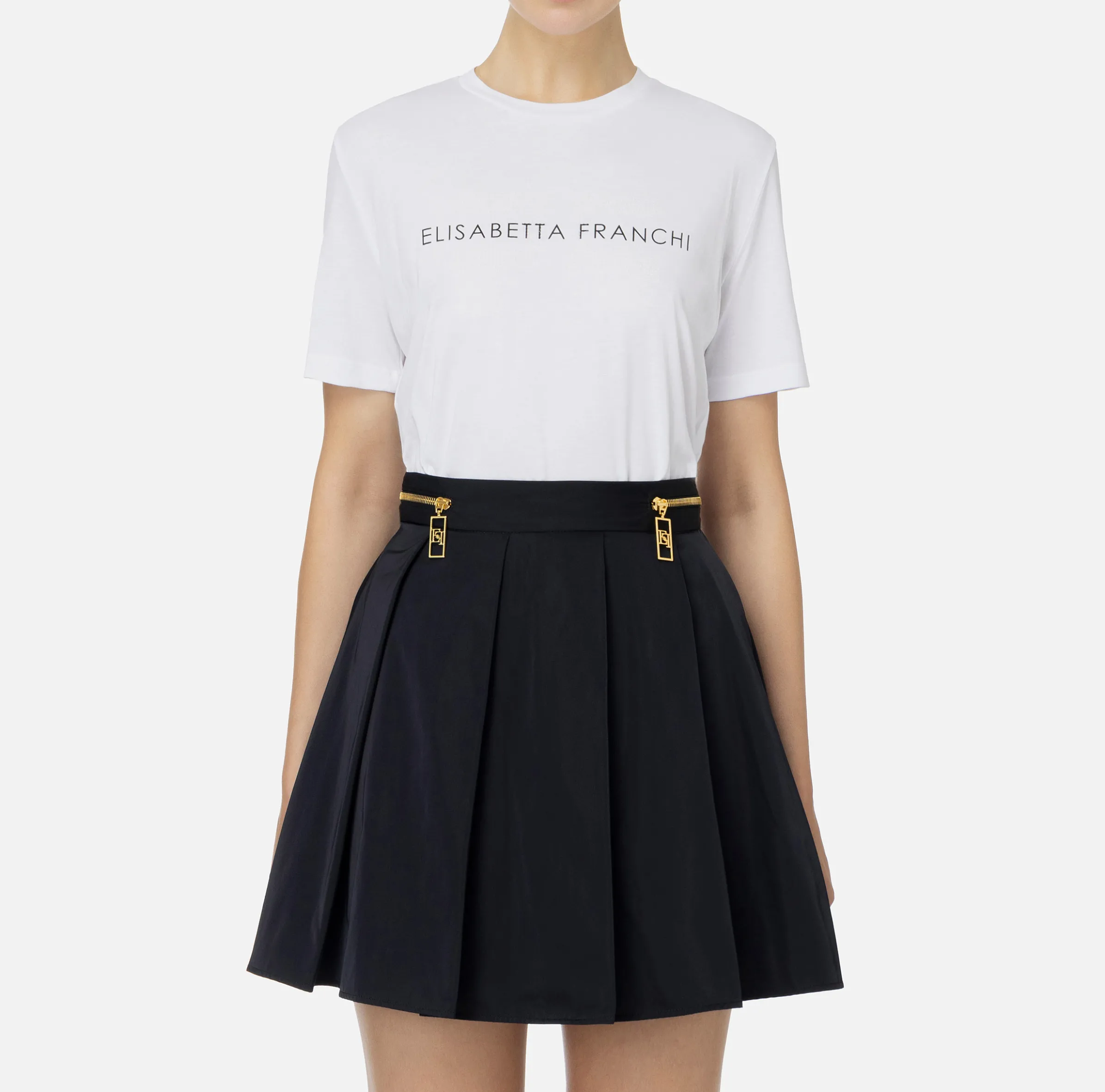 T-shirt in jersey con strass logo