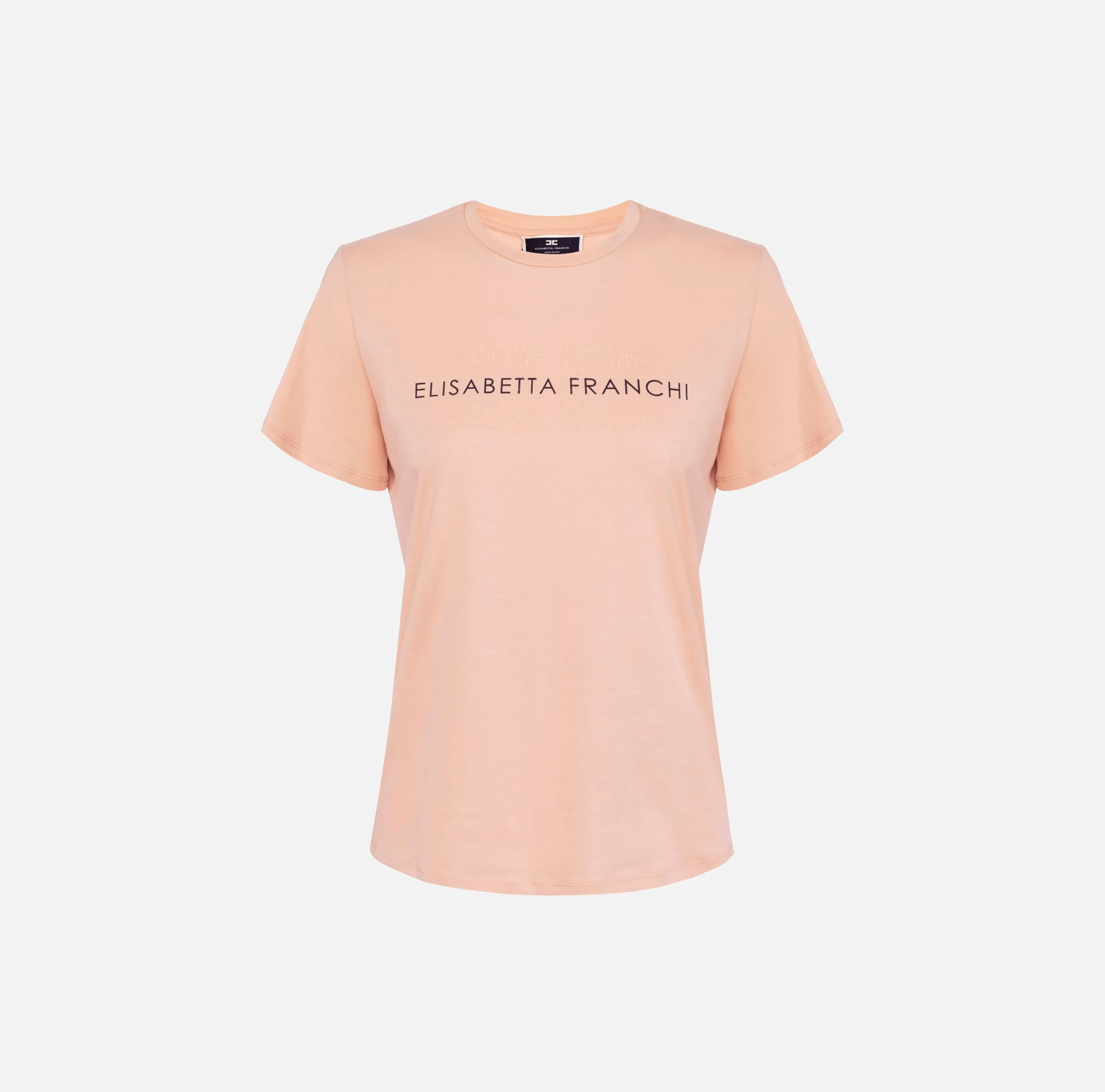 T-shirt in jersey con strass logo