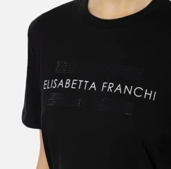 T-shirt in jersey con strass logo