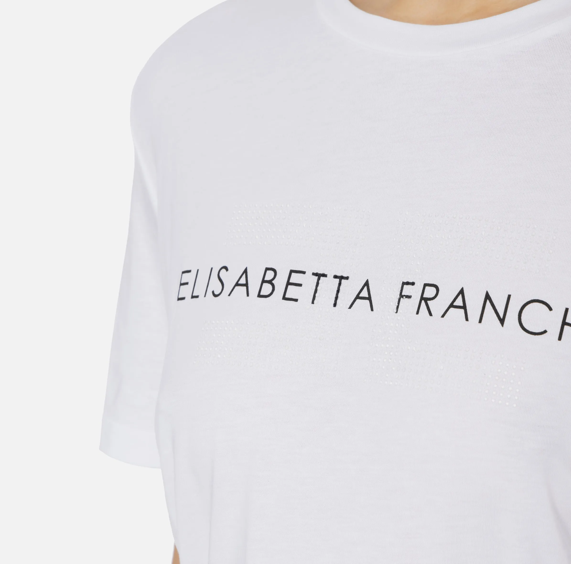 T-shirt in jersey con strass logo