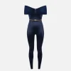 Tuta bustier in lycra con cintura