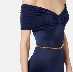 Tuta bustier in lycra con cintura