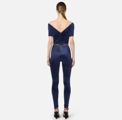 Tuta bustier in lycra con cintura