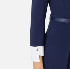 Tuta in crêpe stretch con revers in raso