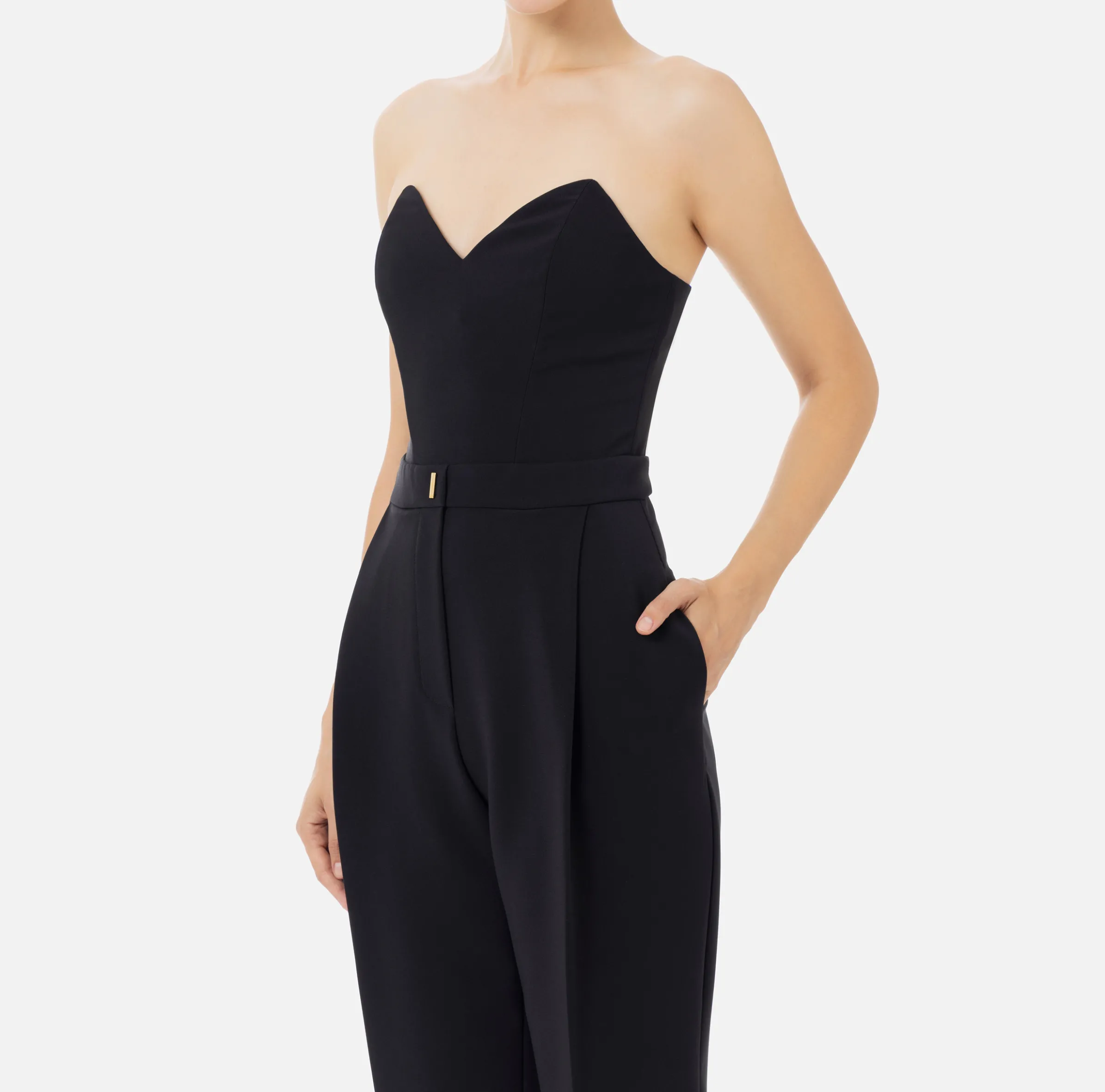 Tuta in crêpe stretch con top bustier