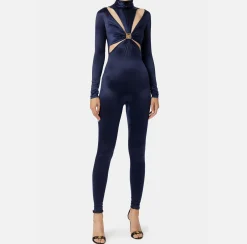 Tuta in lycra con motivo cut-out e accessorio logo