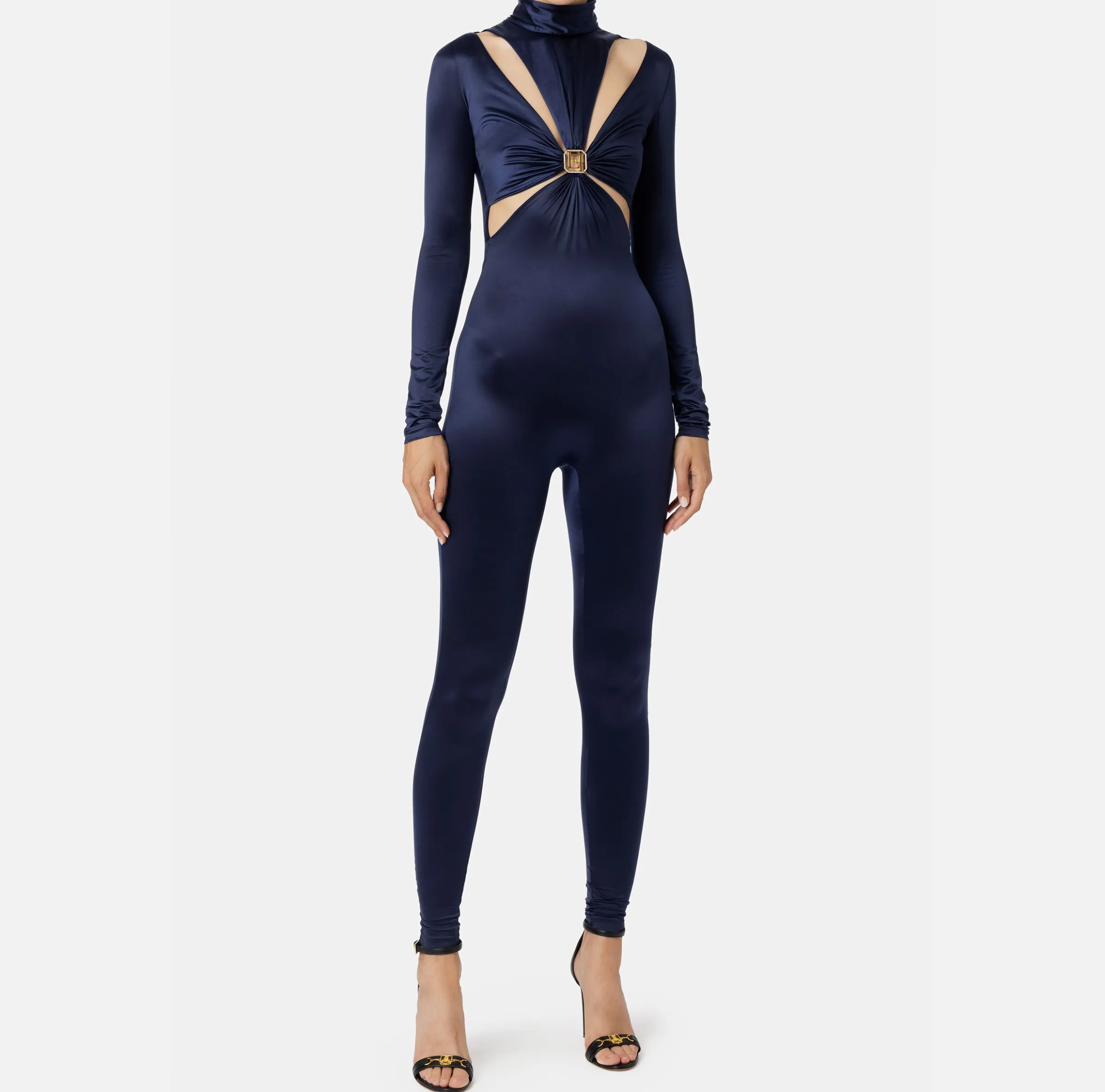 Tuta in lycra con motivo cut-out e accessorio logo