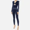 Tuta in lycra lucida con inserti plissé