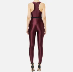 Tuta in lycra lucida con elastico logato