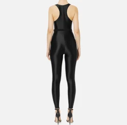Tuta in lycra lucida con elastico logato