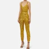 Tuta in paillettes con cintura