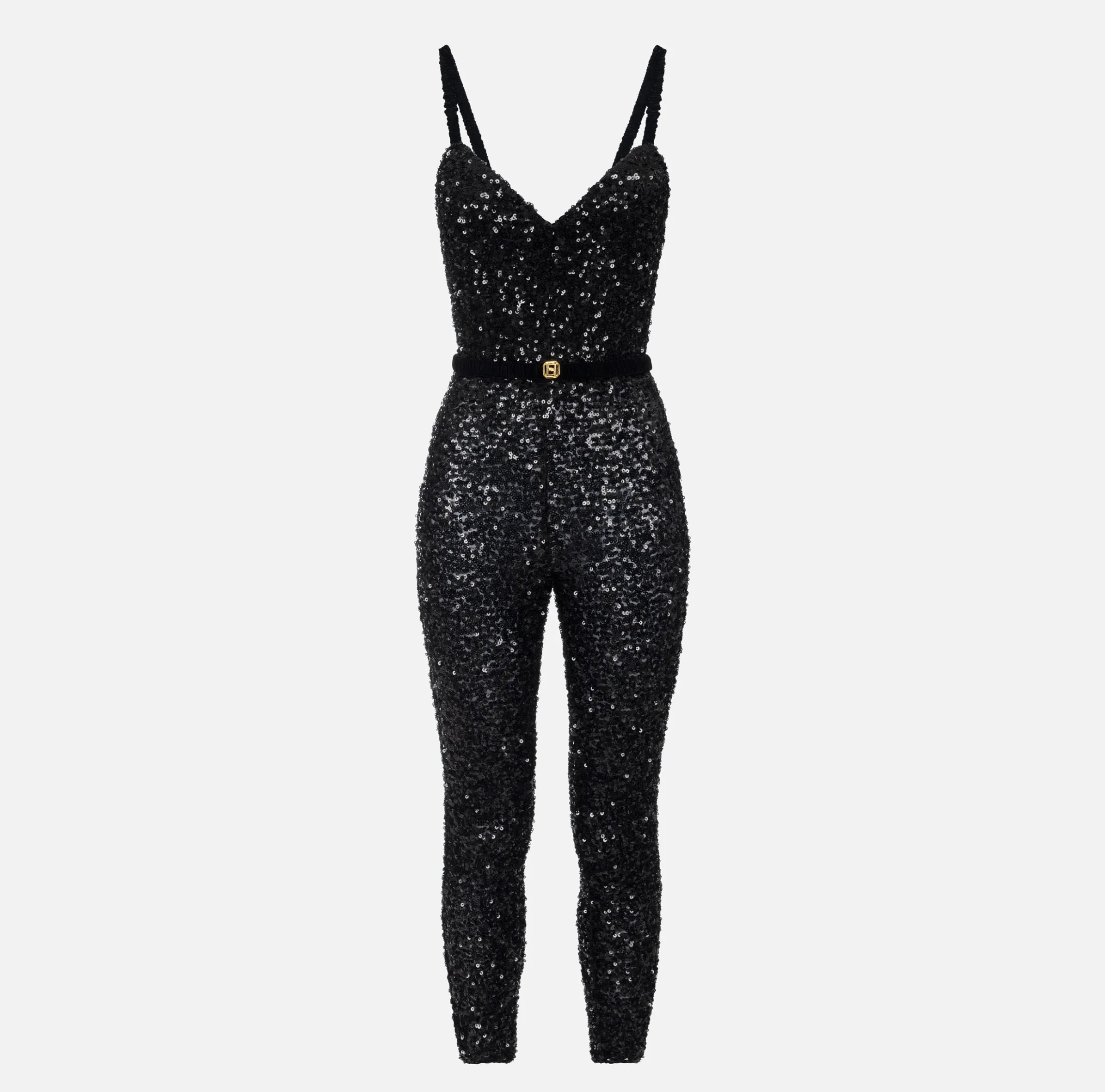 Tuta in paillettes con cintura