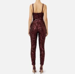 Tuta in paillettes con cintura